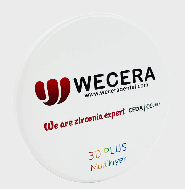 3D Plus Multilayer Zirconia Block Pre Shaded 57% Top Translucency