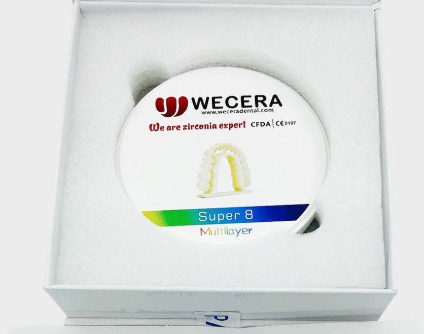 Pre Shaded Zirconia Blocks Multilayer Zirconia Block Scaling Factor 100 Percent Precise Density 6.0 to 6.3 grams per cubic centimeter