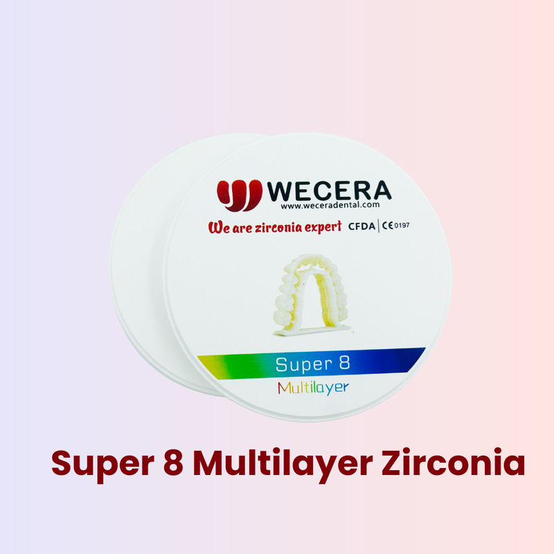 Transmittance 43-57 Percent Dental Zirconia Block Super 8 Layers Zirconia Disks Smooth Surface Ideal for Dental Applications